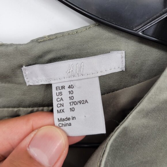 H&M Women Green V Neck Sleeveless Slimfit Casual Pencil Mini Work Dress Size 10 - Picture 3 of 10